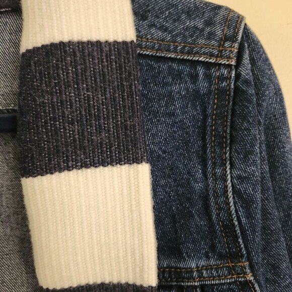 Pearly Vine Unique Sweater Denim Jean Jacket Size S - Picture 3 of 8